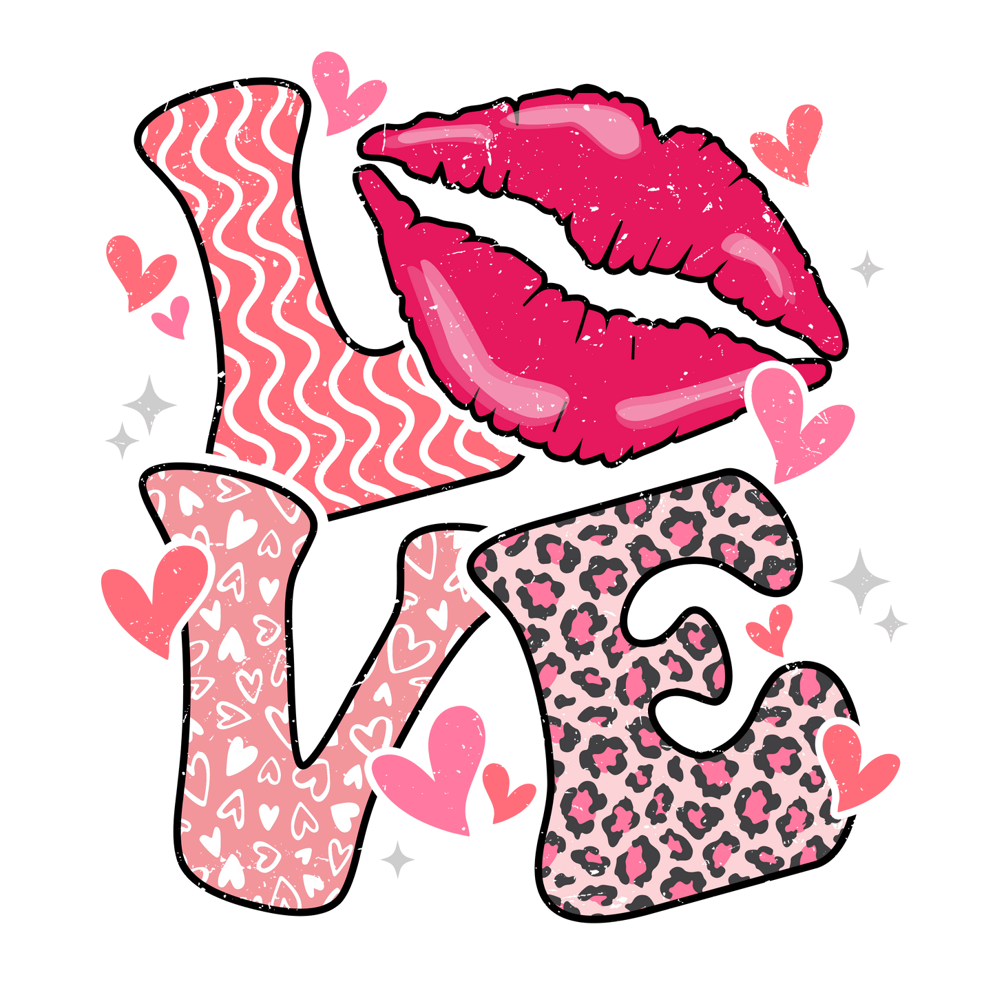 Love Valentine's Day Leopard Design - DTF Ready To Press