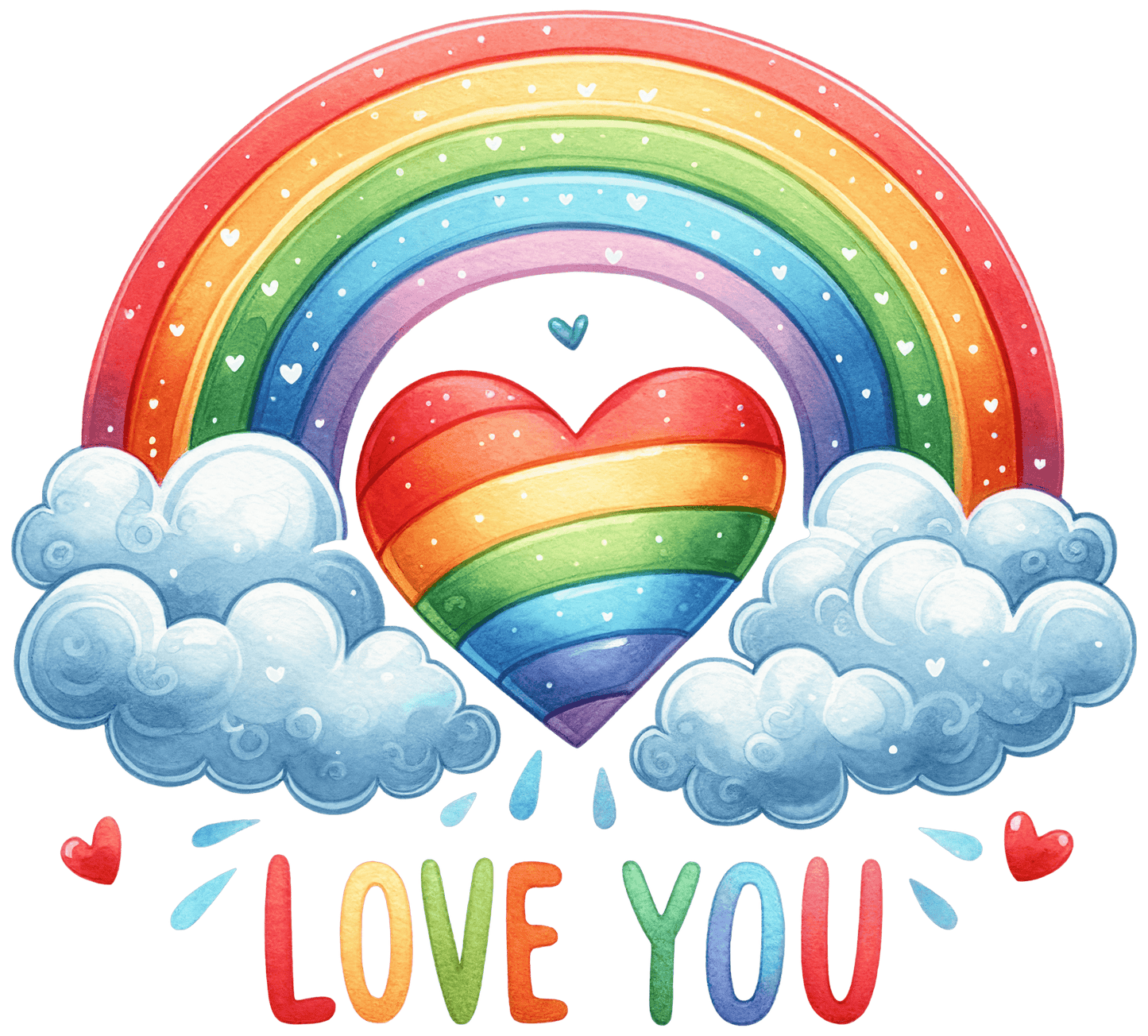 Love You Rainbow Valentine's Day Design - DTF Ready To Press