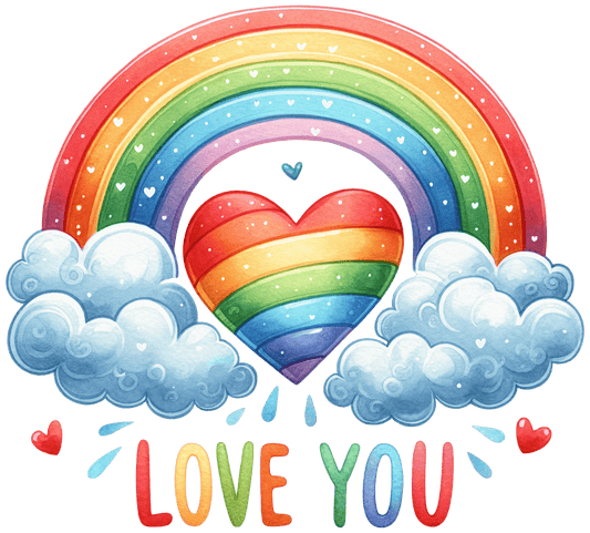 Love You Rainbow Valentine's Day Design - DTF Ready To Press