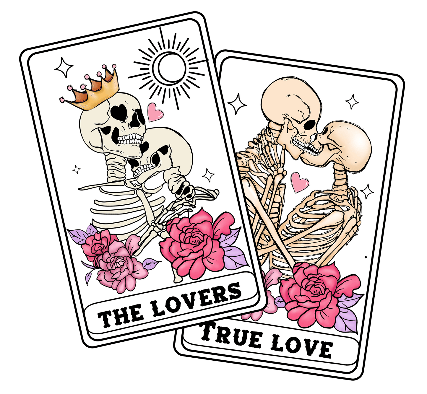 Tarot Cards The Lovers, True Love Valentine's Day Design - DTF Ready To Press