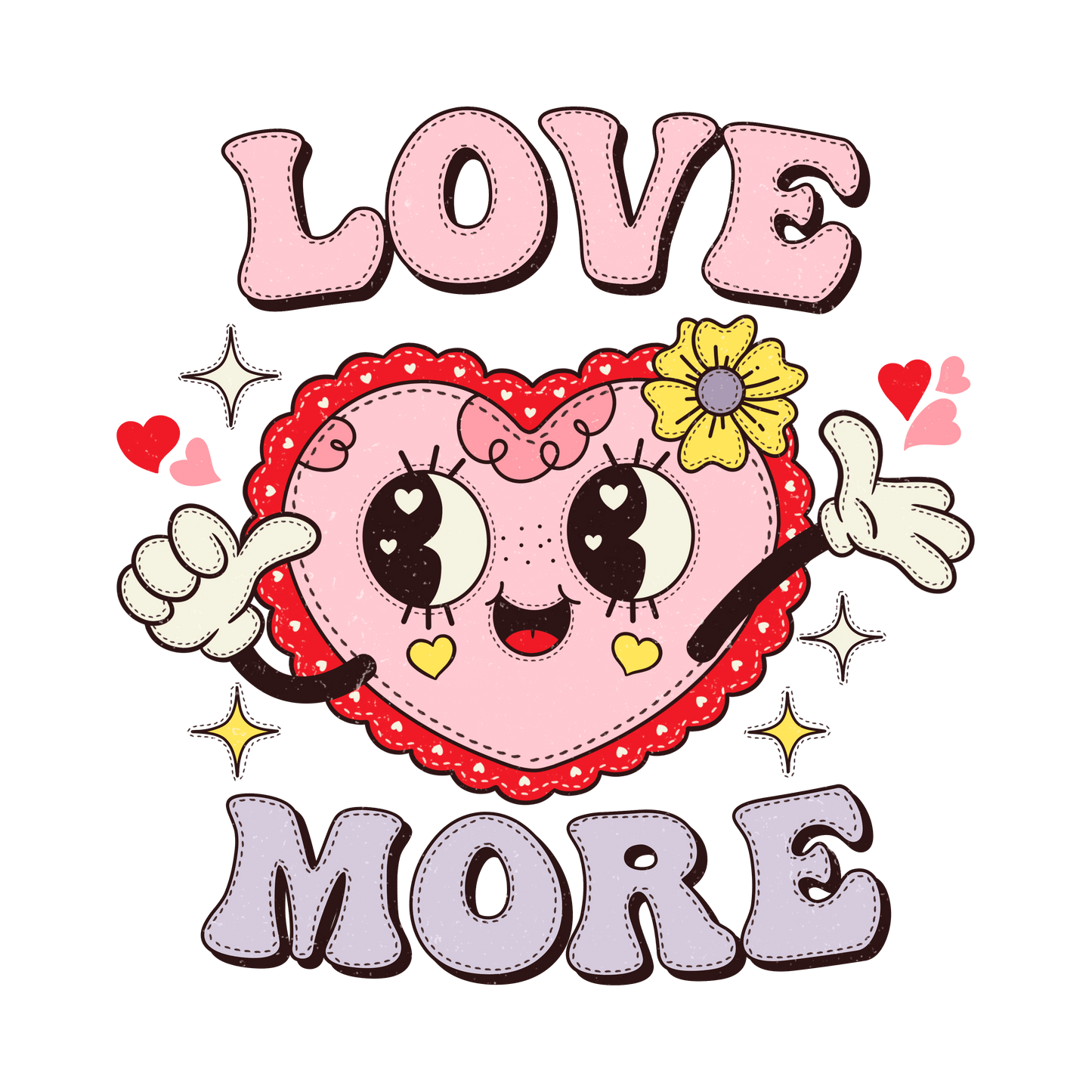 Love More Valentine's Day Heart Design - DTF Ready To Press