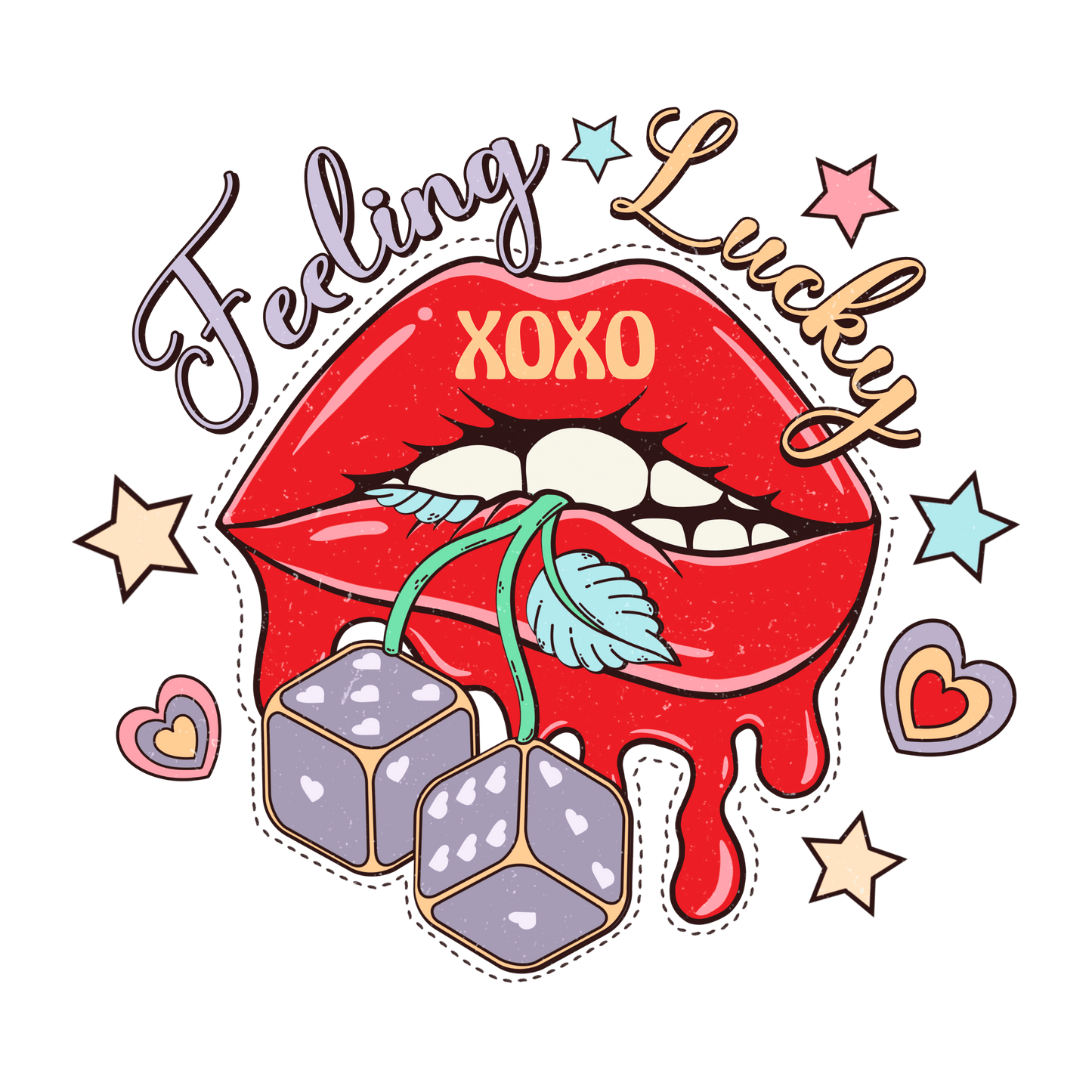 Feeling Lucky XOXO Valentine's Day Design - DTF Ready To Press