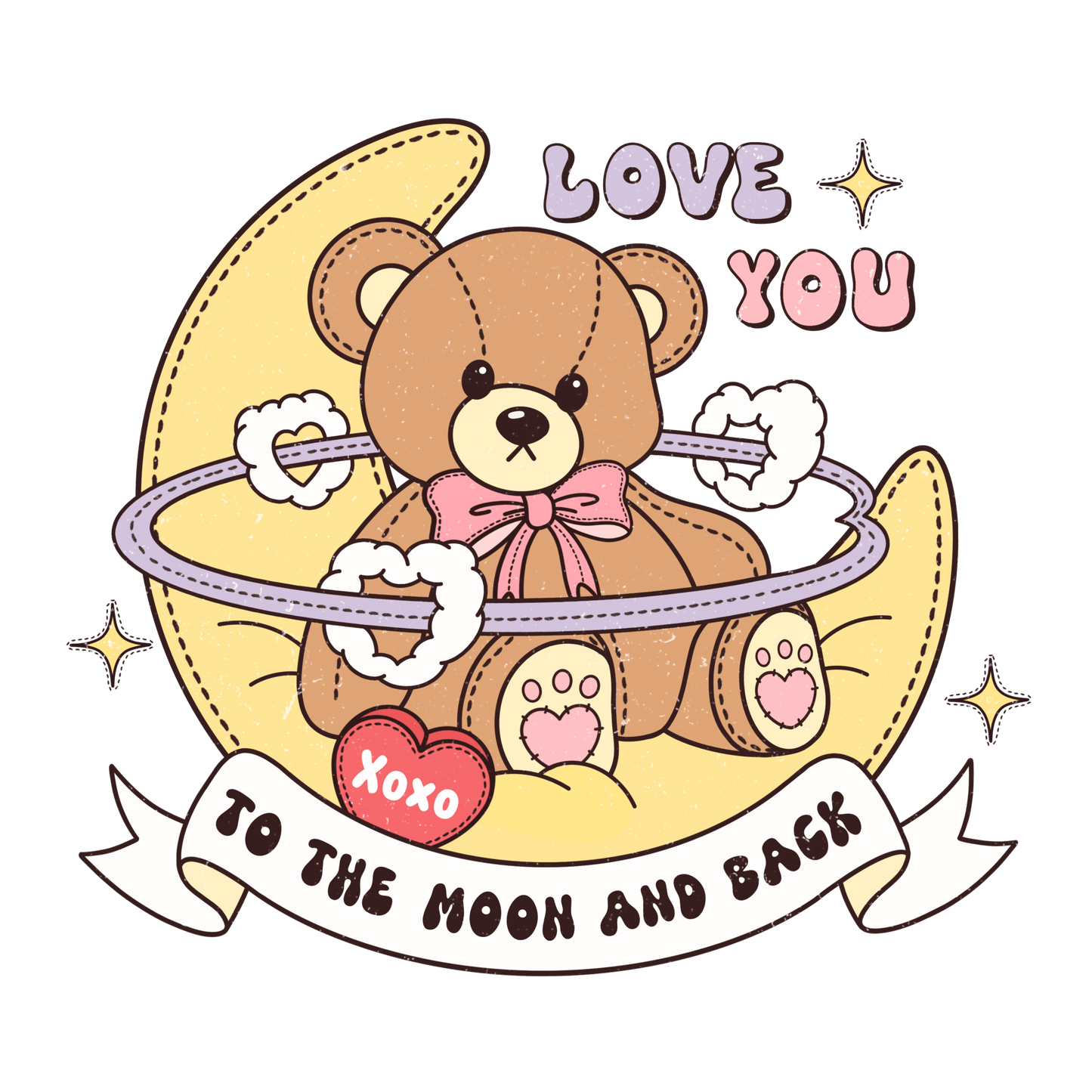 Love You To The Moon And Back Valentine's Day Design - DTF Ready To Press