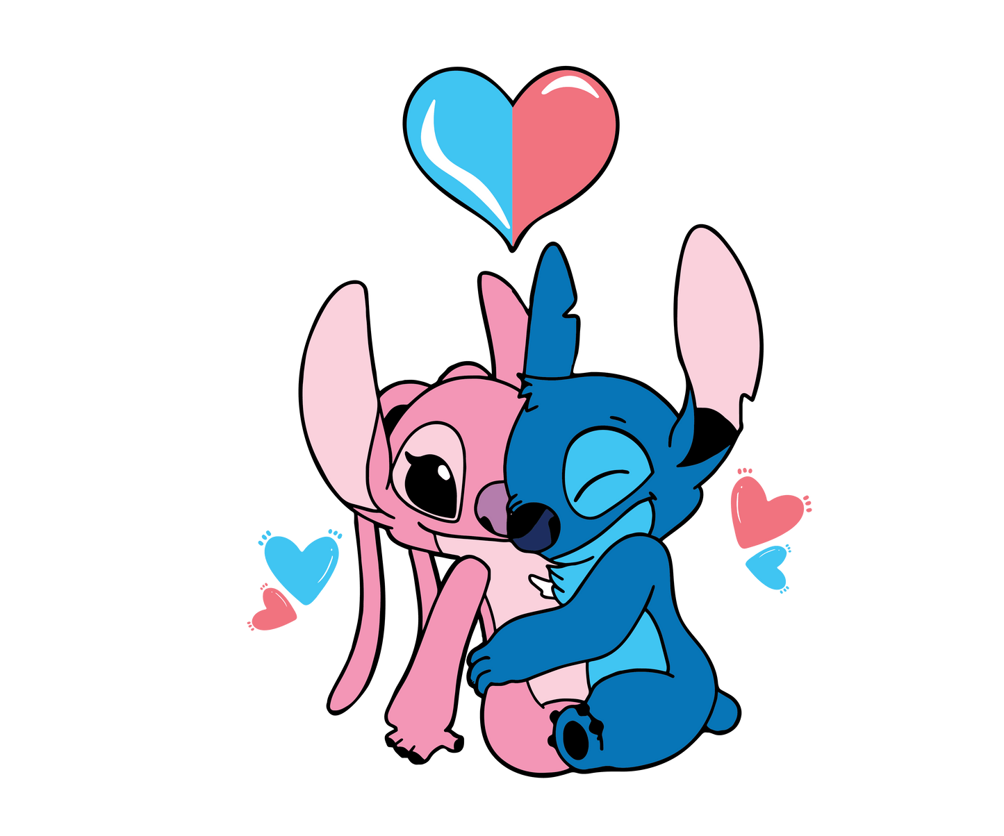 Disney Lilo And Stitch Valentine Design - DTF Ready To Press