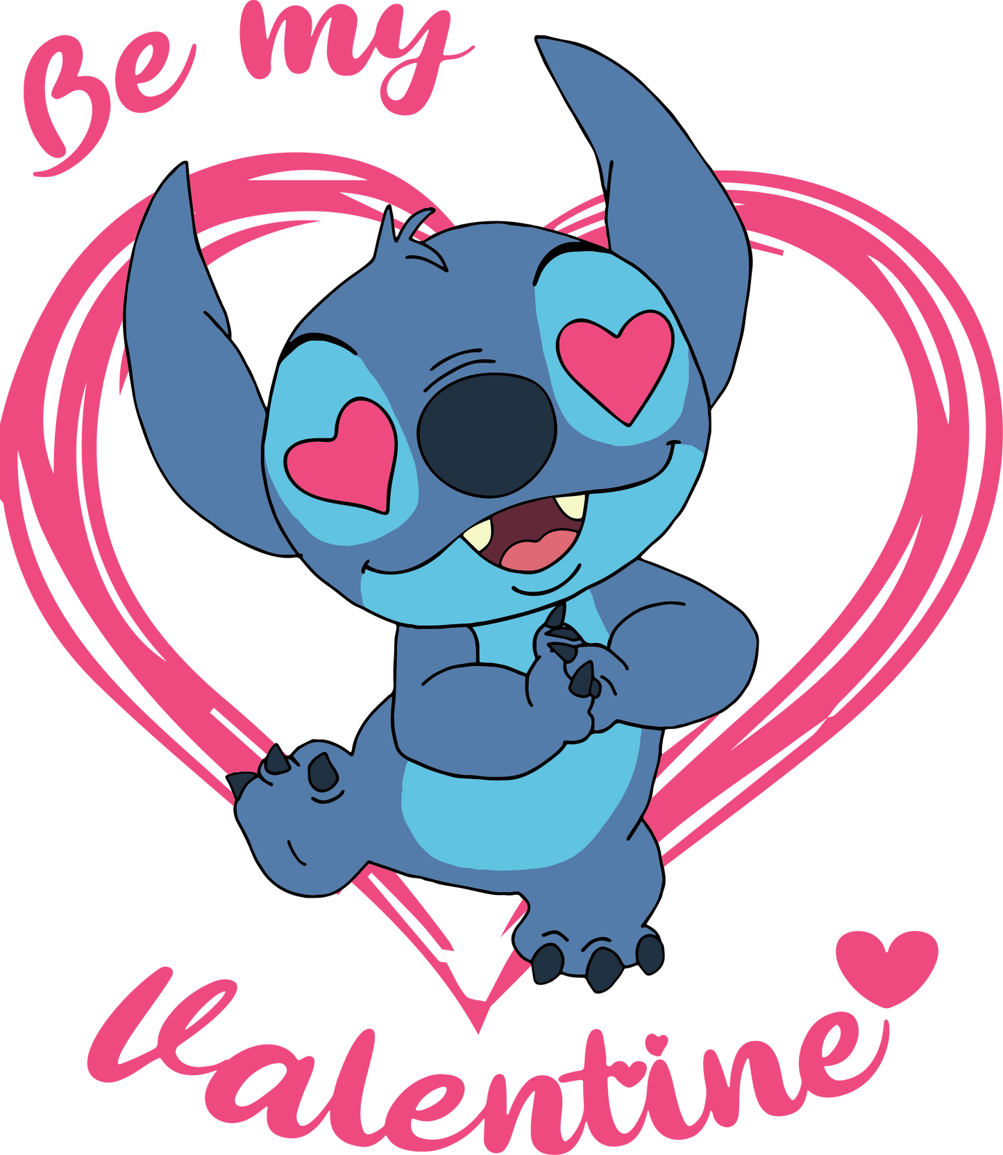 Disney Stitch Be My Valentine Design - DTF Ready To Press