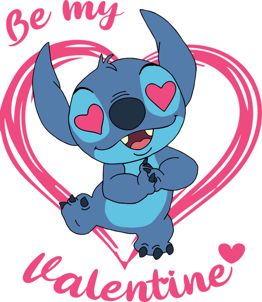 Disney Stitch Be My Valentine Design - DTF Ready To Press