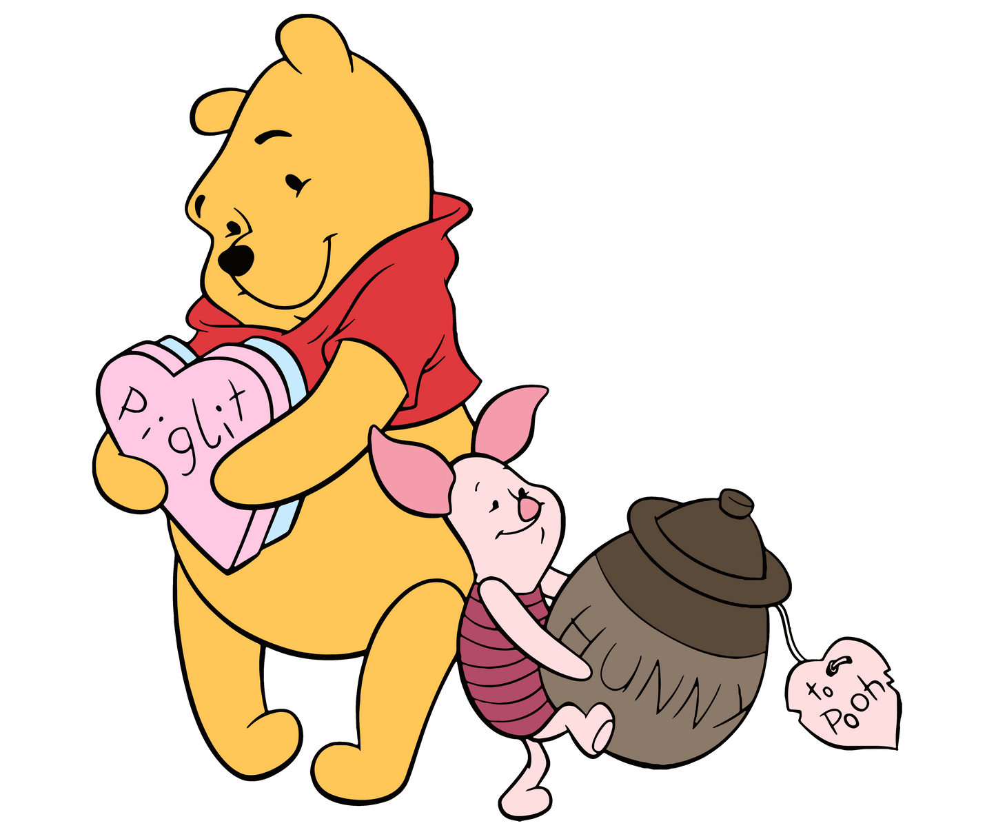 Winnie The Pooh And Piglit Valentine's Day Design - DTF Ready To Press