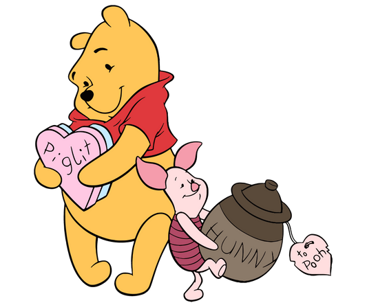 Winnie The Pooh And Piglit Valentine's Day Design - DTF Ready To Press