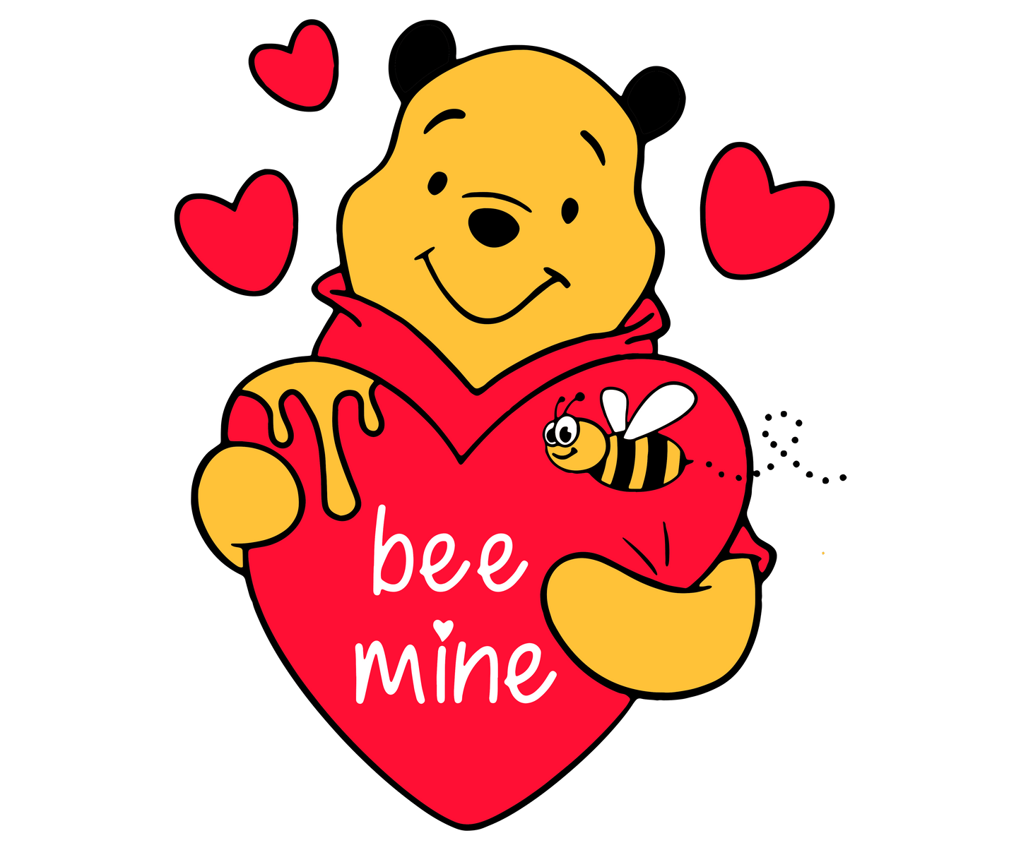 Winnie The Pooh Be Mine Valentine's Day Design - DTF Ready To Press