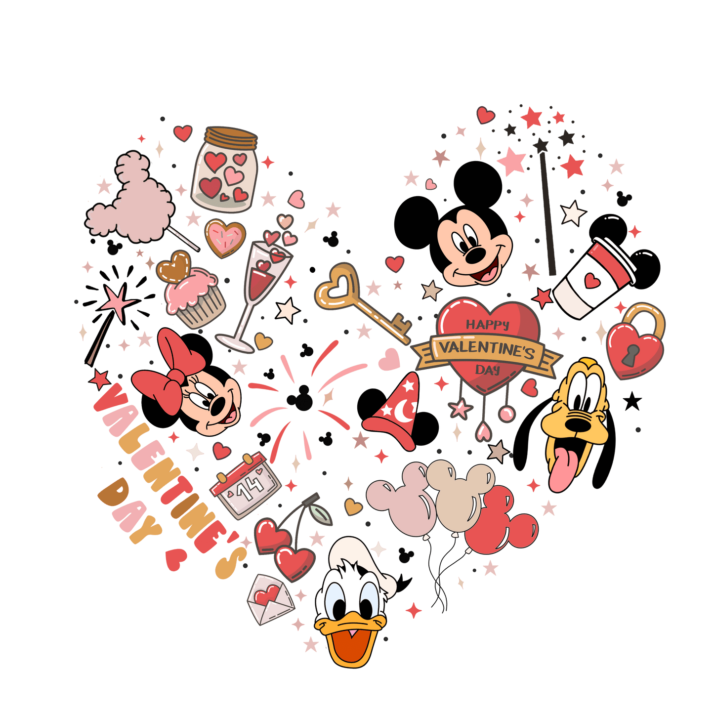 Disney Mickey Mouse Valentine's Day Heart Design - DTF Ready To Press