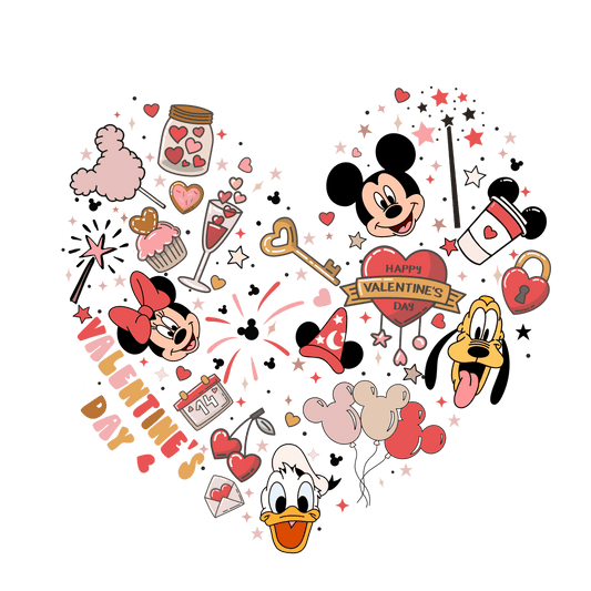 Disney Mickey Mouse Valentine's Day Heart Design - DTF Ready To Press