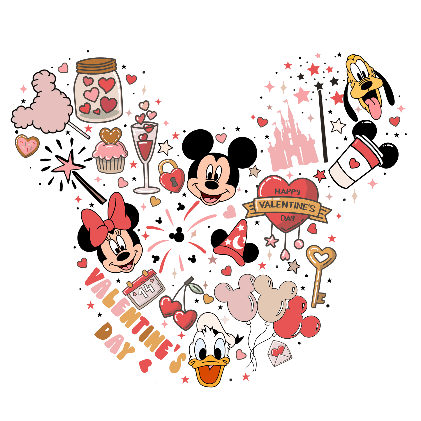 Disneyland Happy Valentine's Day Design - DTF Ready To Press