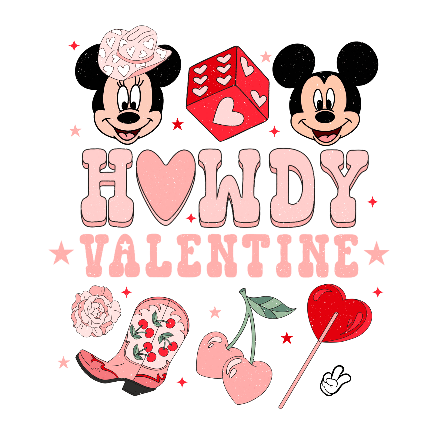 Mickey Mouse Howdy Valentine Design - DTF Ready To Press