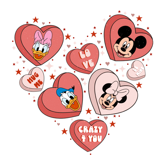 Crazy For You Mickey Mouse Valentine Design - DTF Ready To Press