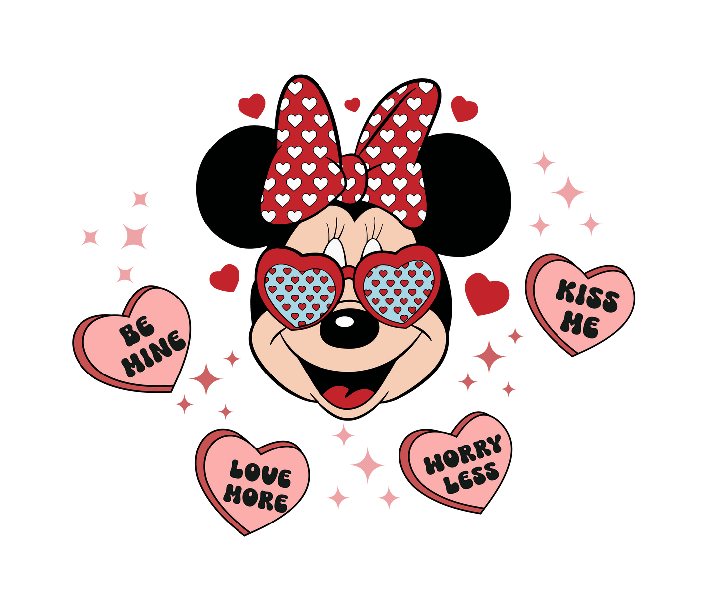 Minnie Mouse Love More Valentine Design - DTF Ready To Press