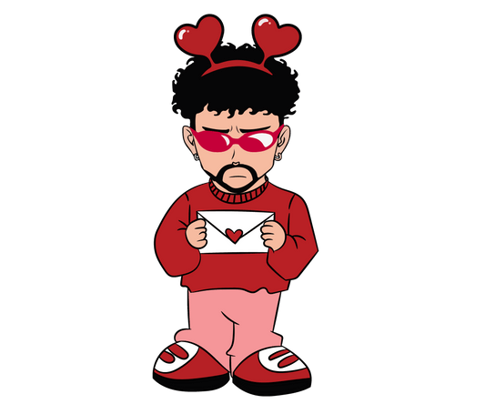 Bad Bunny Letter Valentine's Day Design - DTF Ready To Press