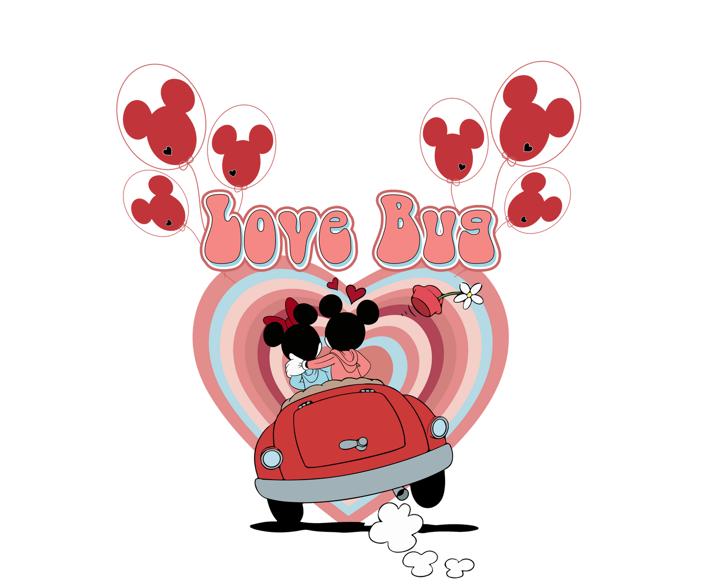 Love Bug Mickey Mouse Valentine's Day Design - DTF Ready To Press