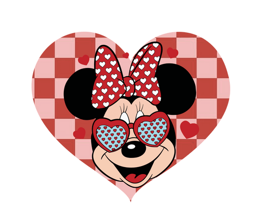 Minnie Mouse Valentine's Day Heart Design - DTF Ready To Press