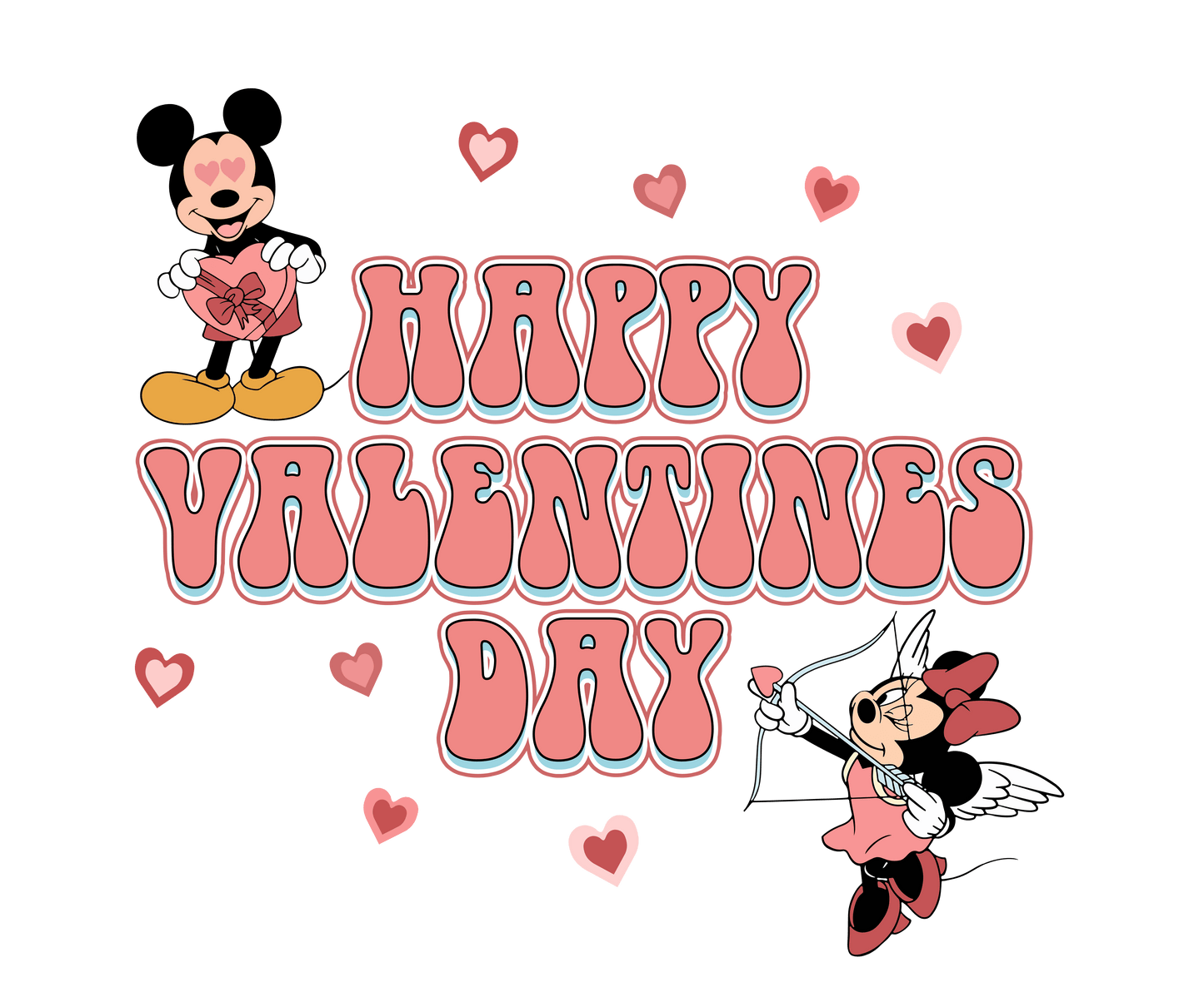 Disney Mickey Mouse Happy Valentine's Day Design - DTF Ready To Press