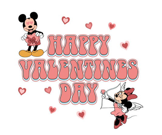 Disney Mickey Mouse Happy Valentine's Day Design - DTF Ready To Press