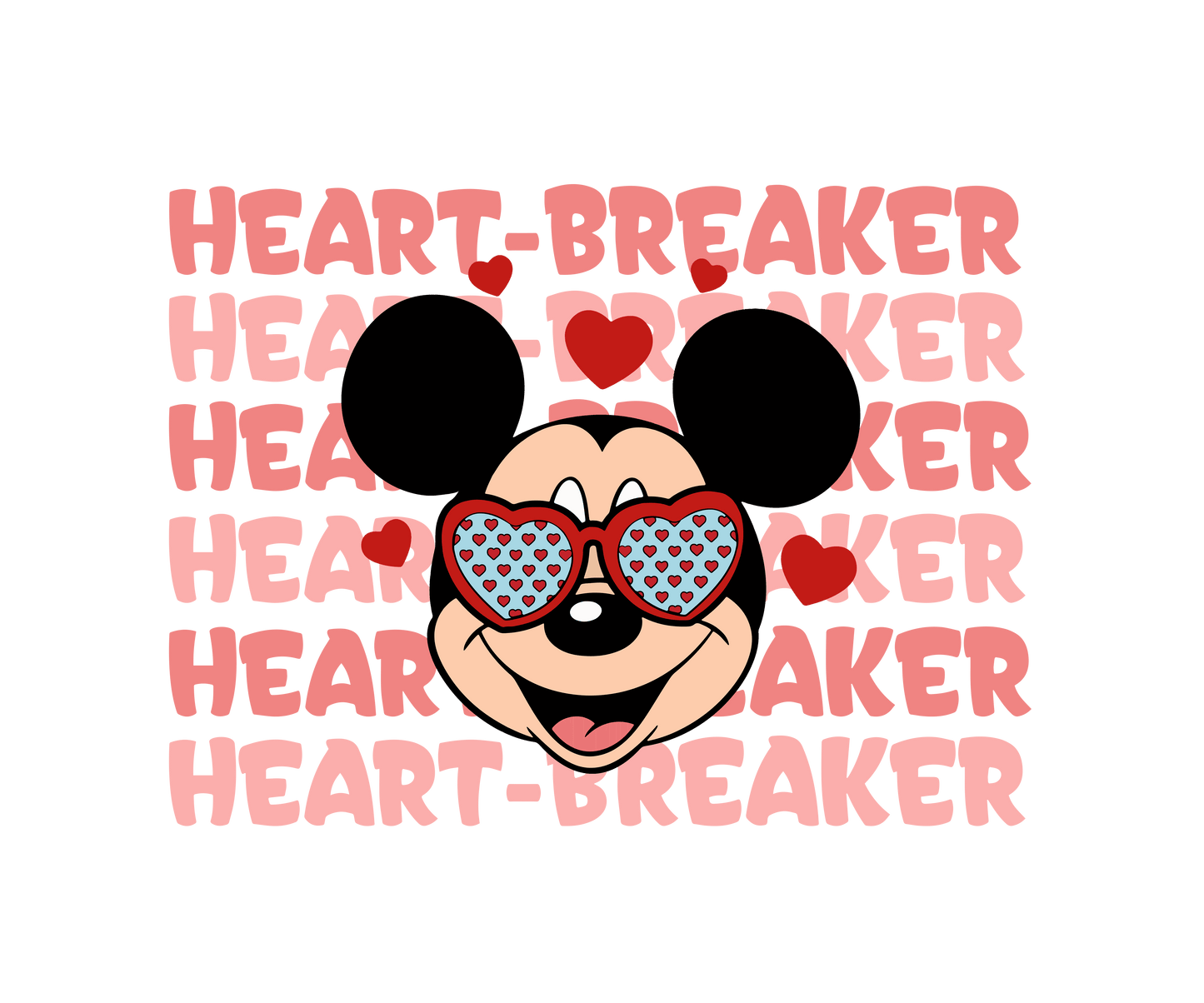 Heart Breaker Mickey Mouse Valentine's Day Design - DTF Ready To Press