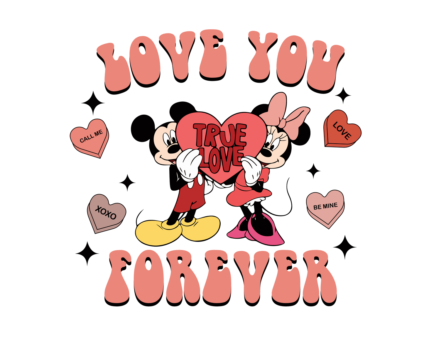 Love You Forever Mickey Mouse Valentine's Day Design - DTF Ready To Press