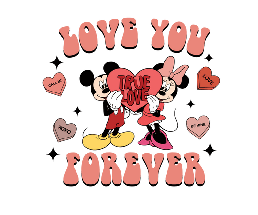 Love You Forever Mickey Mouse Valentine's Day Design - DTF Ready To Press