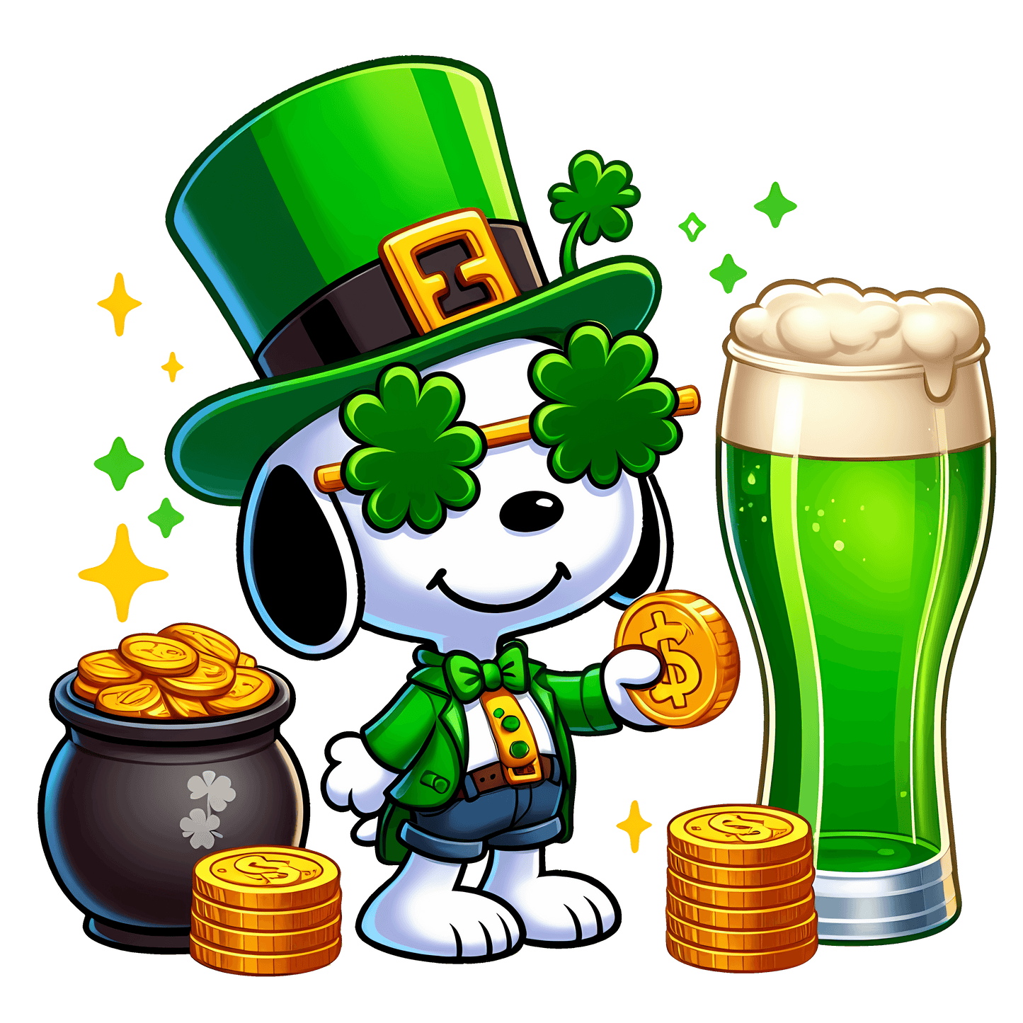 Happy Saint Patrick's Day Snoopy Iconic Cartoon Dog  Design - DTF Ready To Press