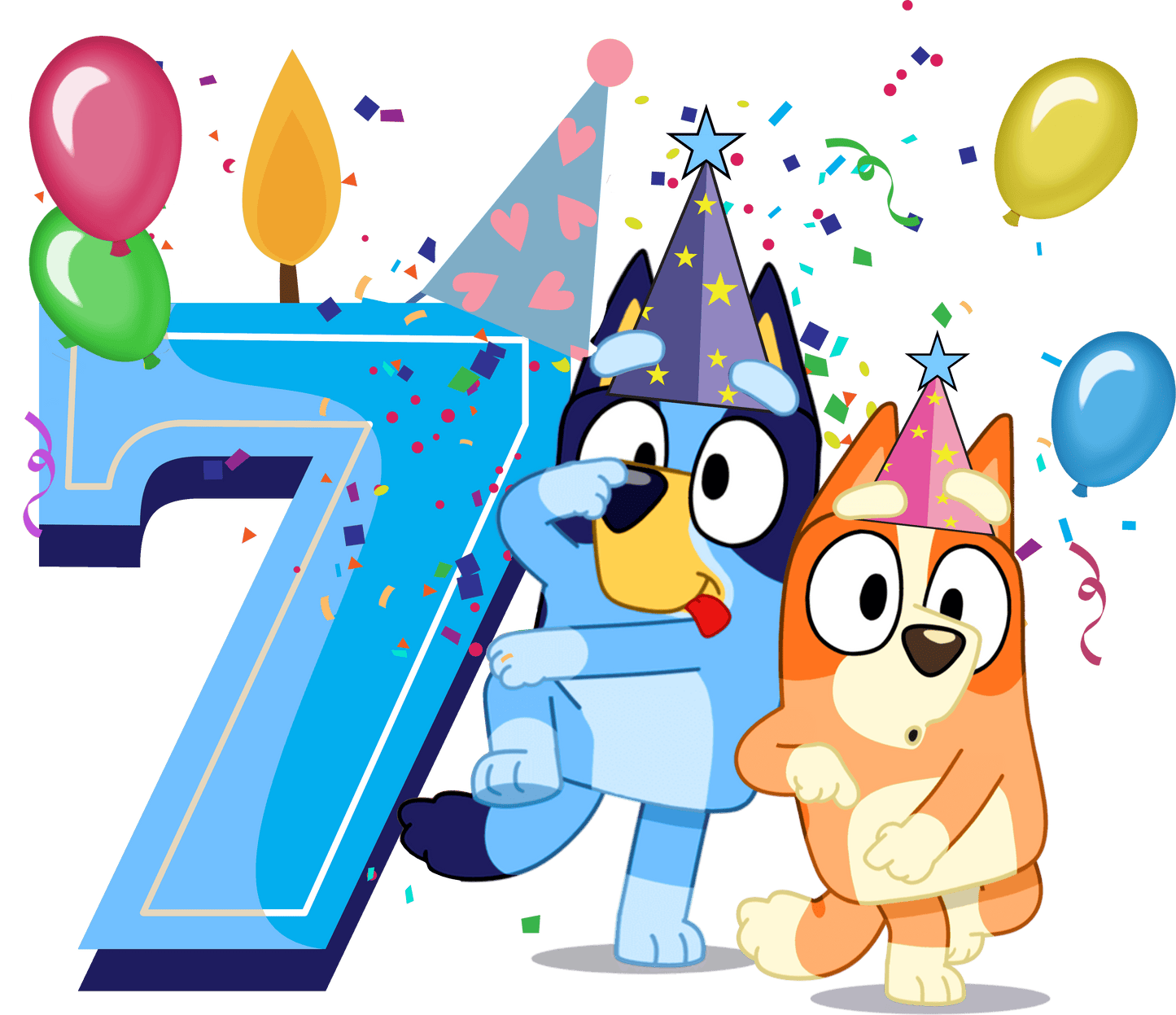 7th Birthday Boy Bluey Design - DTF Ready To Press