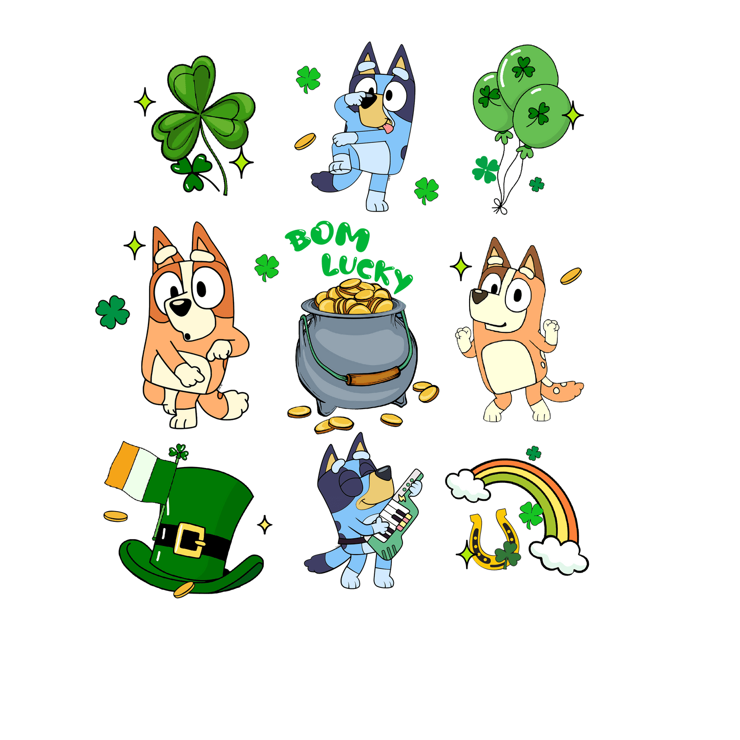 Bluey Celebrates St Patrick's Day  - DTF Ready To Press