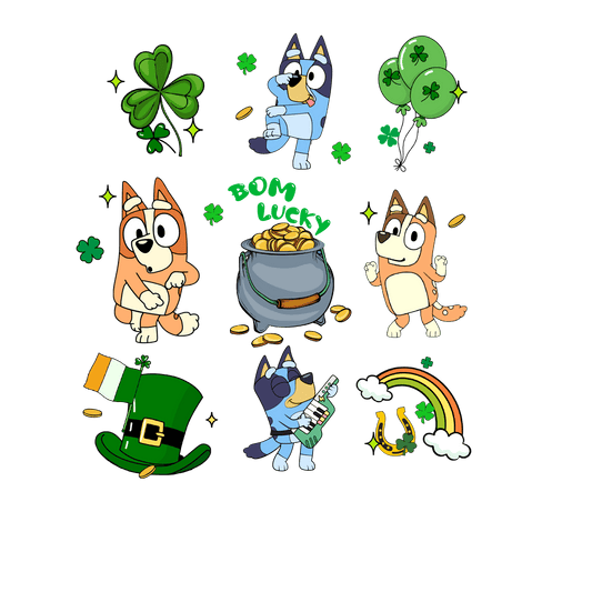 Bluey Celebrates St Patrick's Day  - DTF Ready To Press