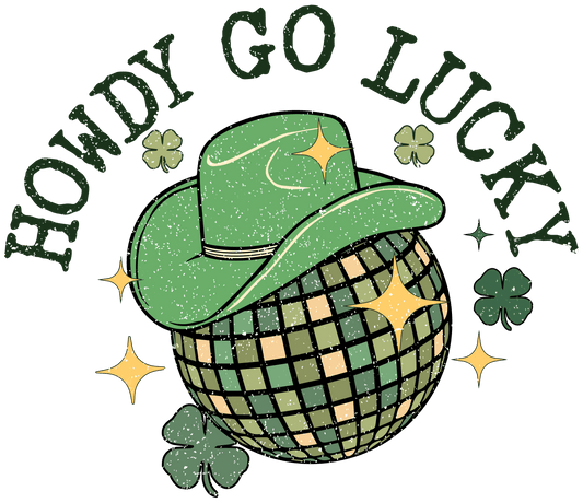 Howdy Go Lucky Patrick's Day Disco Ball Western Design - DTF Ready To Press