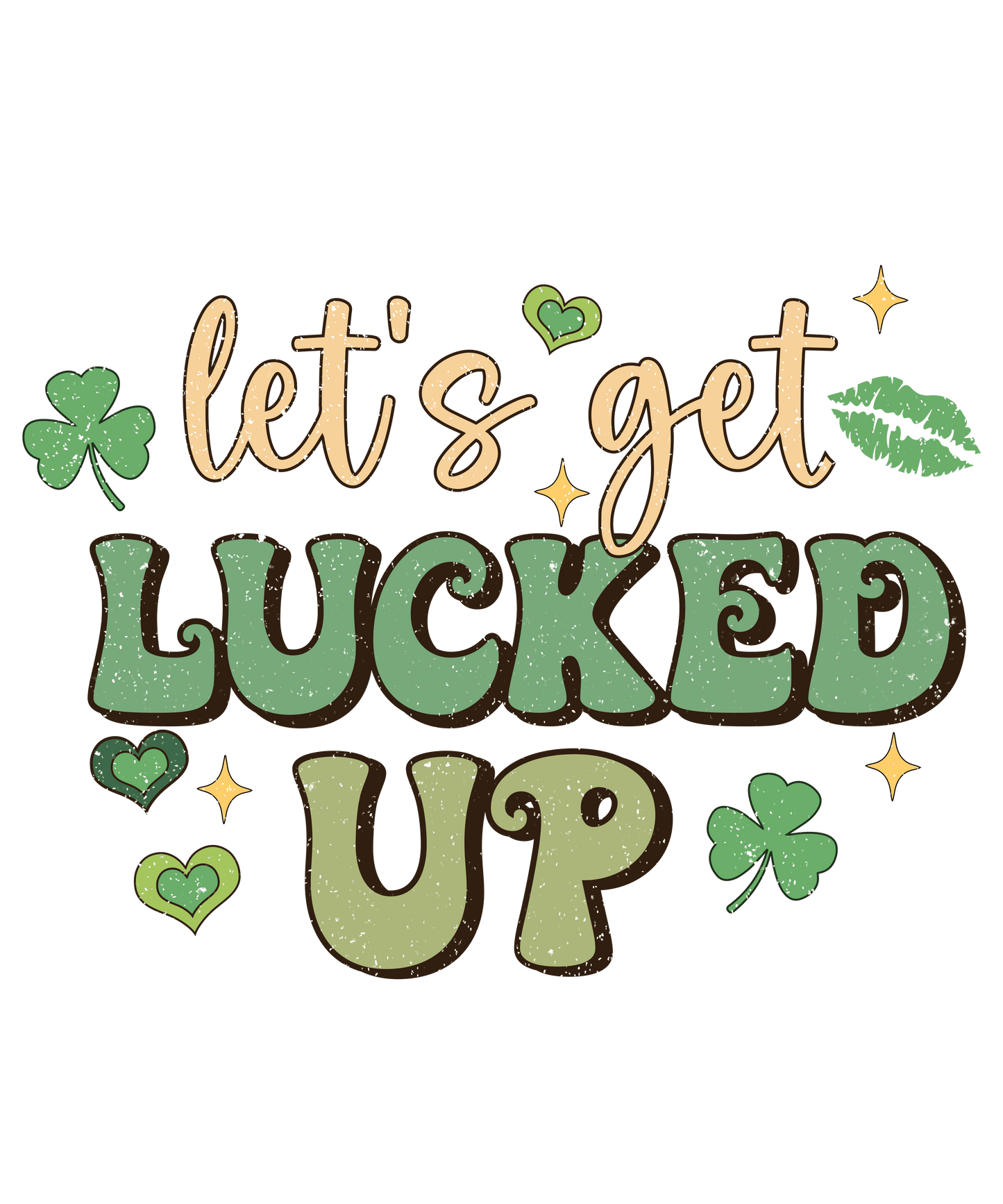 Lucky Shamrock Horseshoe Saint Patrick's Day Design - DTF Ready To Press