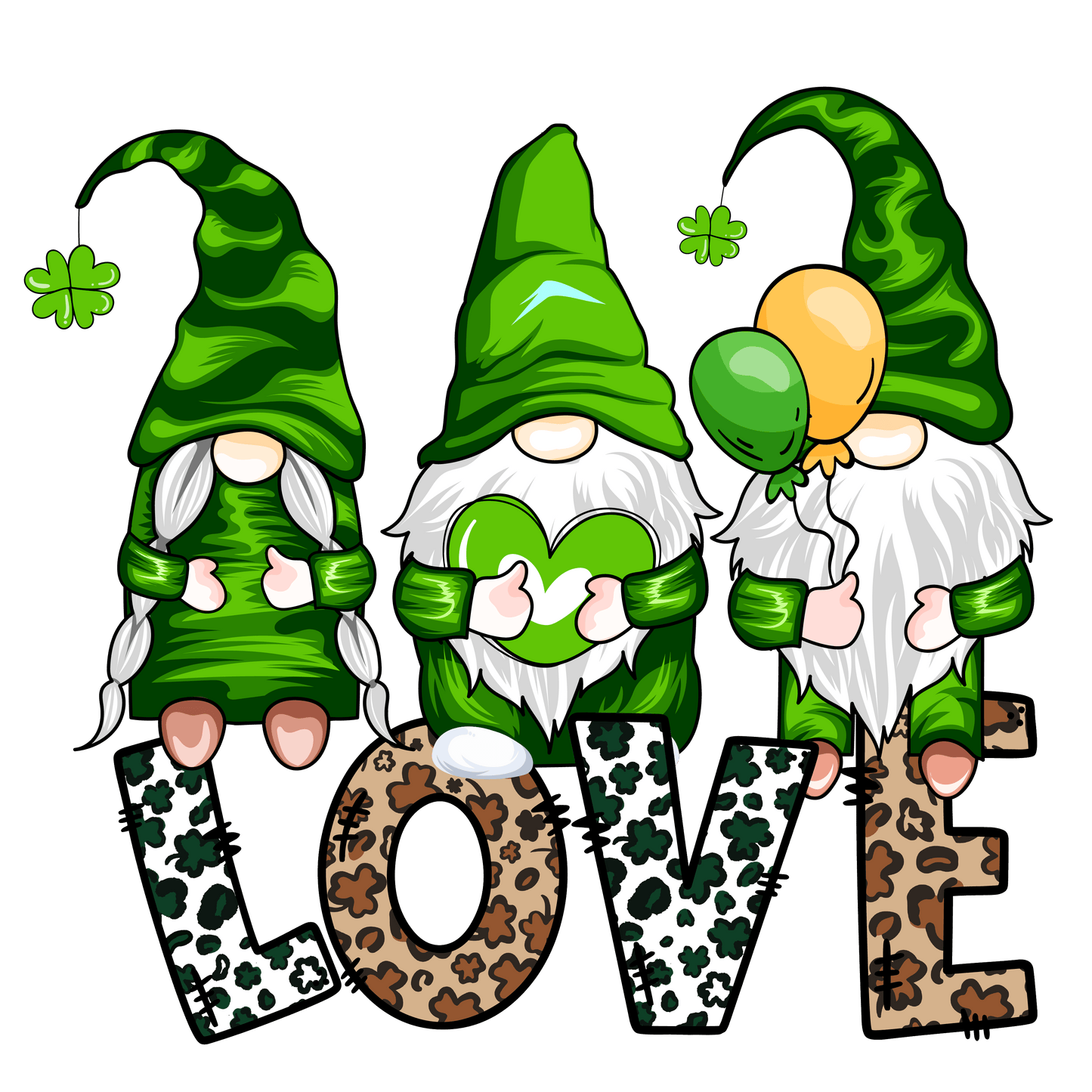St Patricks Day Love Gnomes Design - DTF Ready To Press