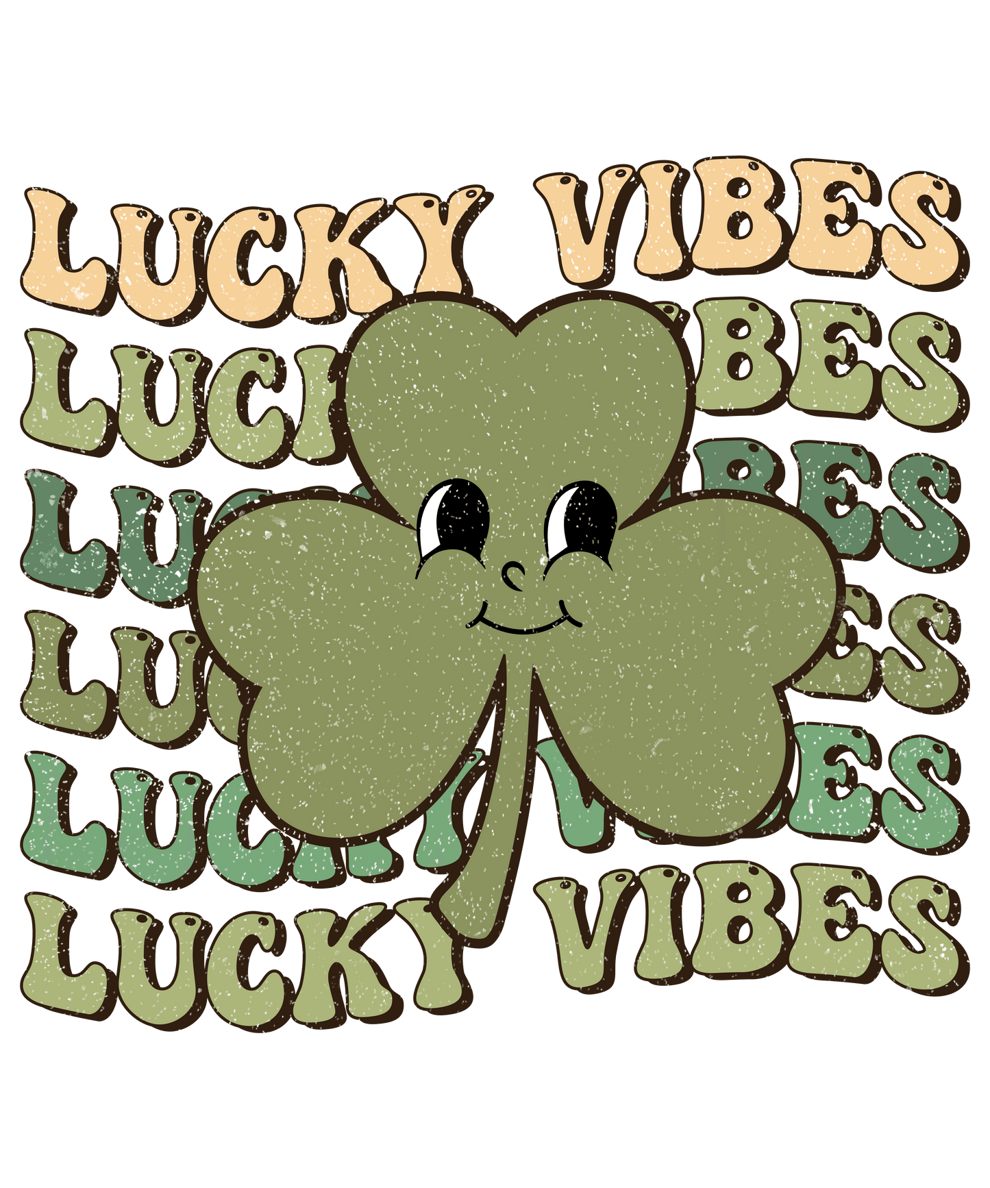 Lucky Vibes St Patricks Day Clover Design - DTF Ready To Press