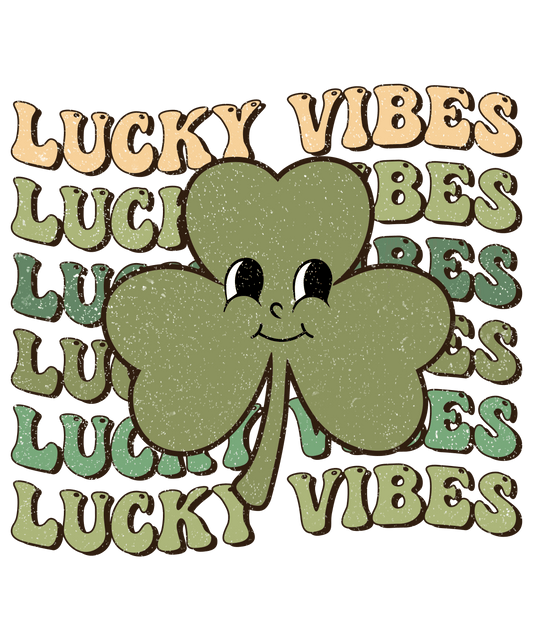 Lucky Vibes St Patricks Day Clover Design - DTF Ready To Press
