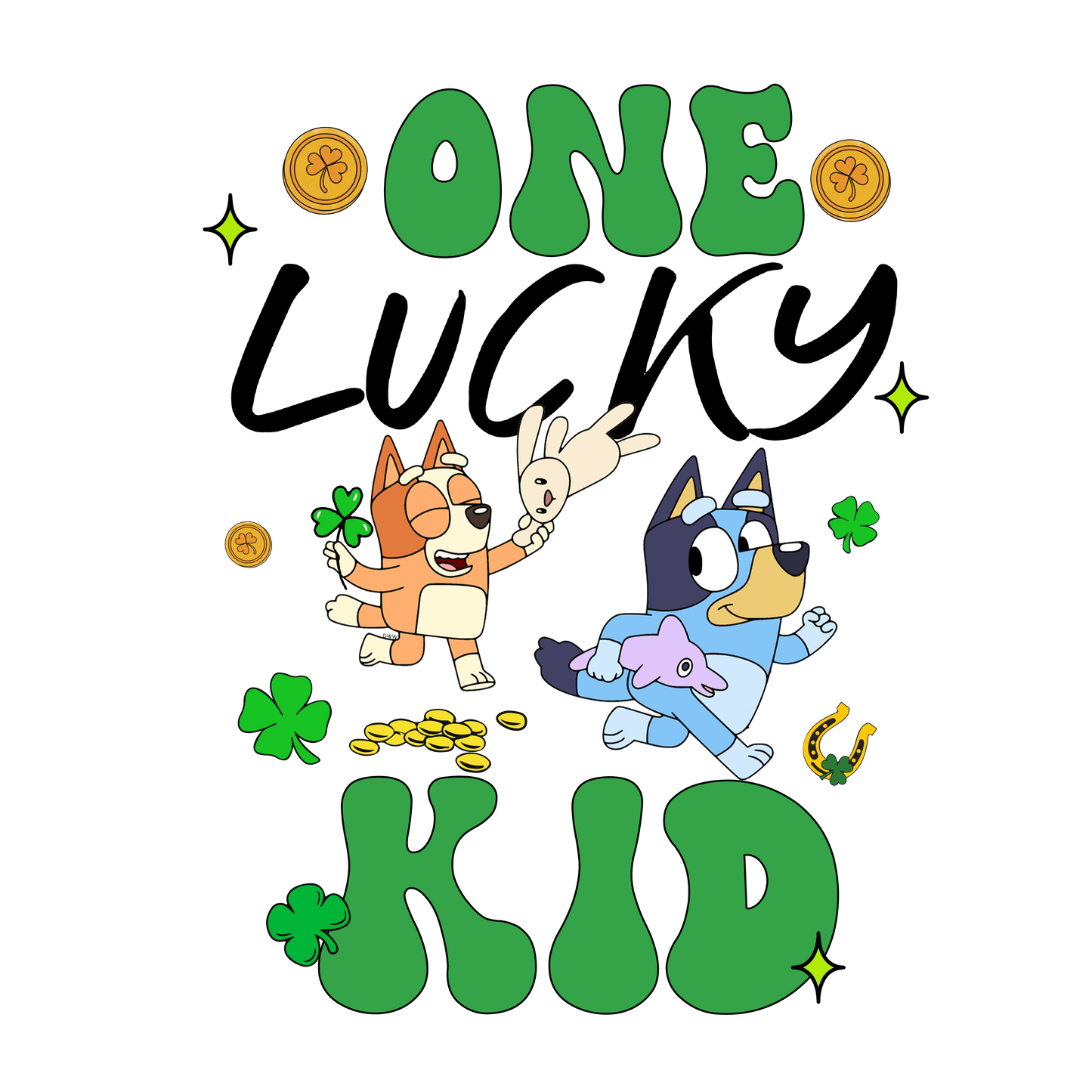 One Lucky Kid Bluey Patrick's Day - DTF Ready To Press