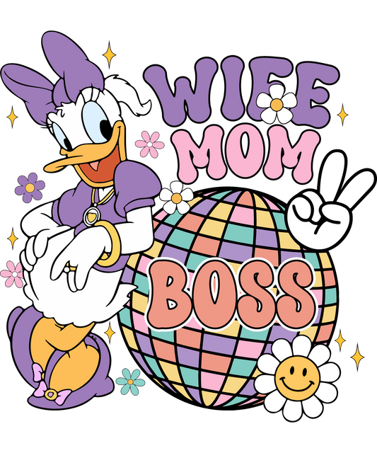 Wife Mom Boss Design - DTF Ready To Press